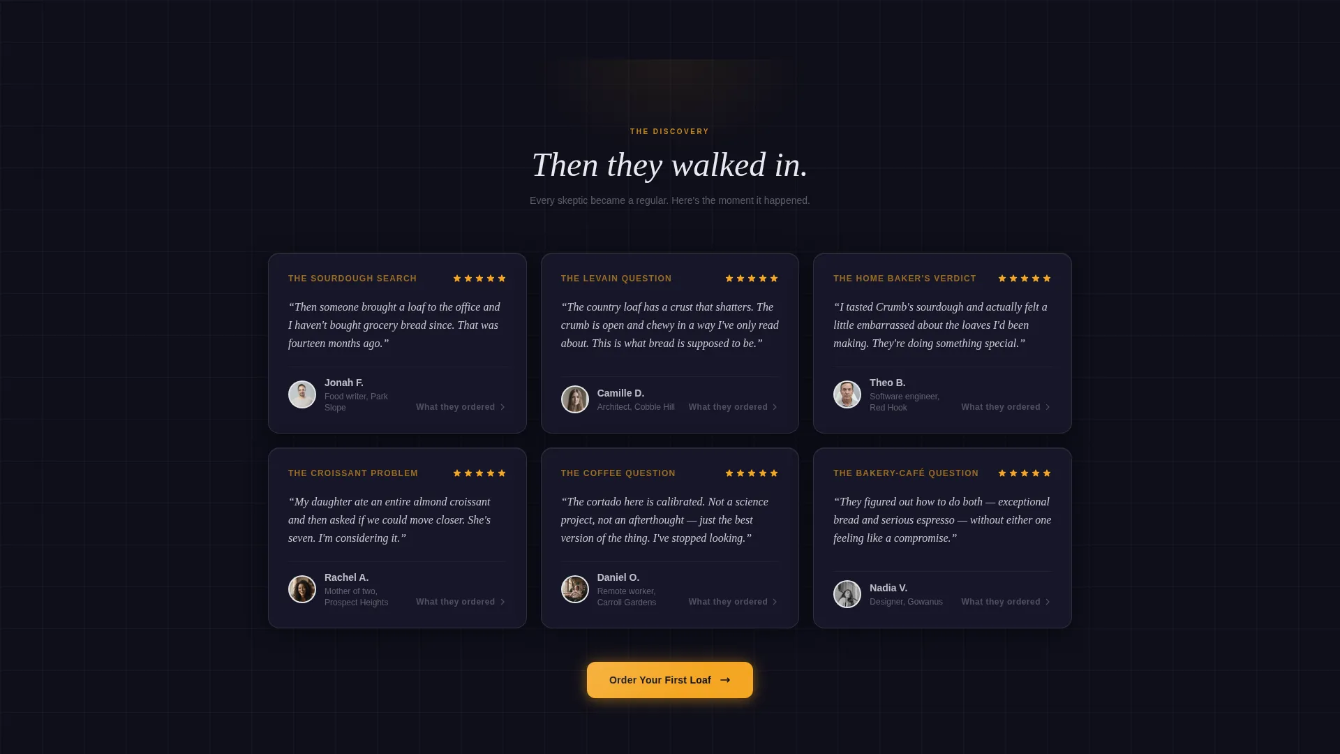 Artisan Bakery Testimonials Landing Page Template