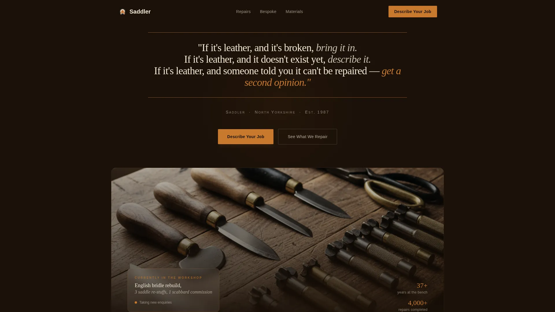 Leather Worker & Saddler Business FAQ Website Template