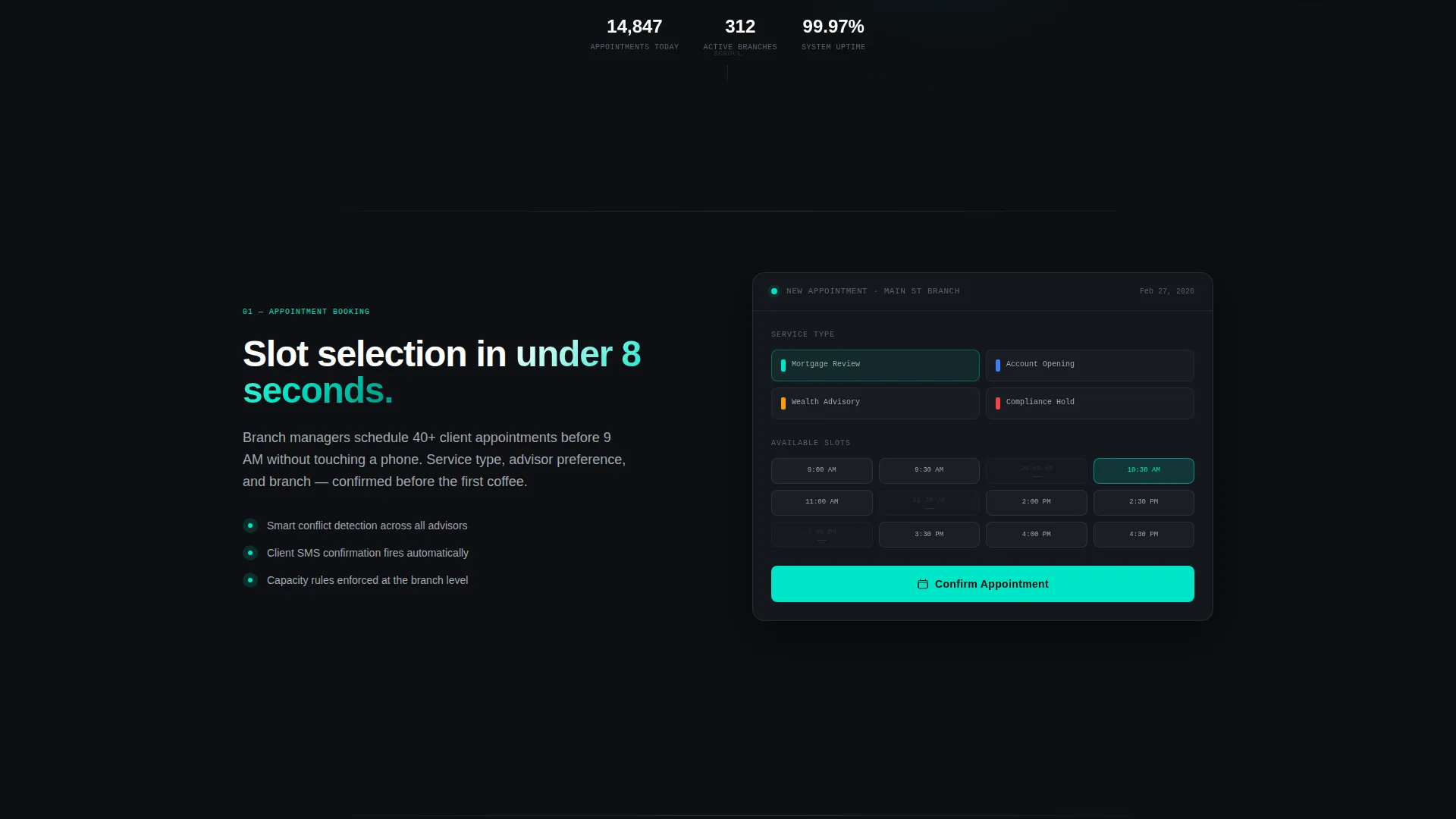 Banking Booking System Landing Page Template