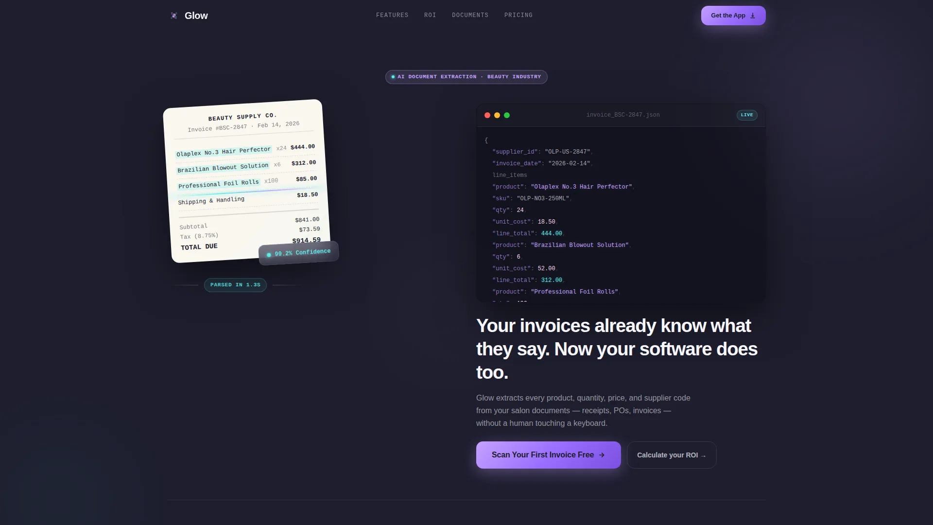AI Salon Document Processing Landing Page Template