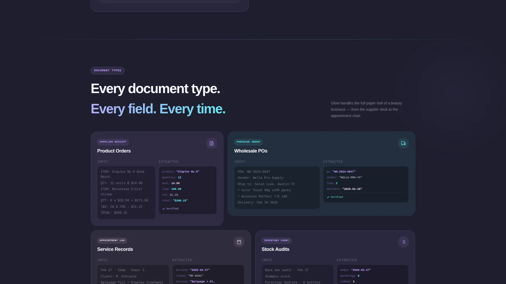 AI Salon Document Processing Landing Page Template