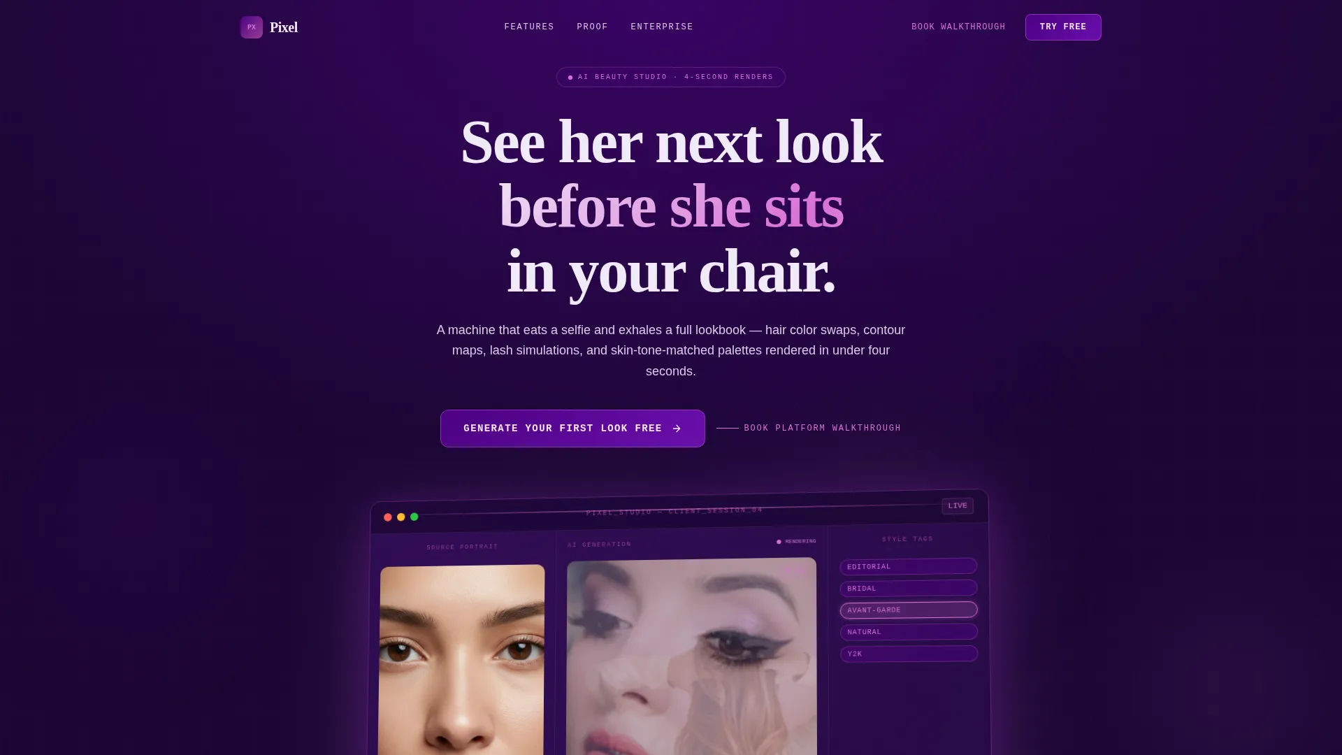 Beauty & Salon AI Image Generator Landing Page