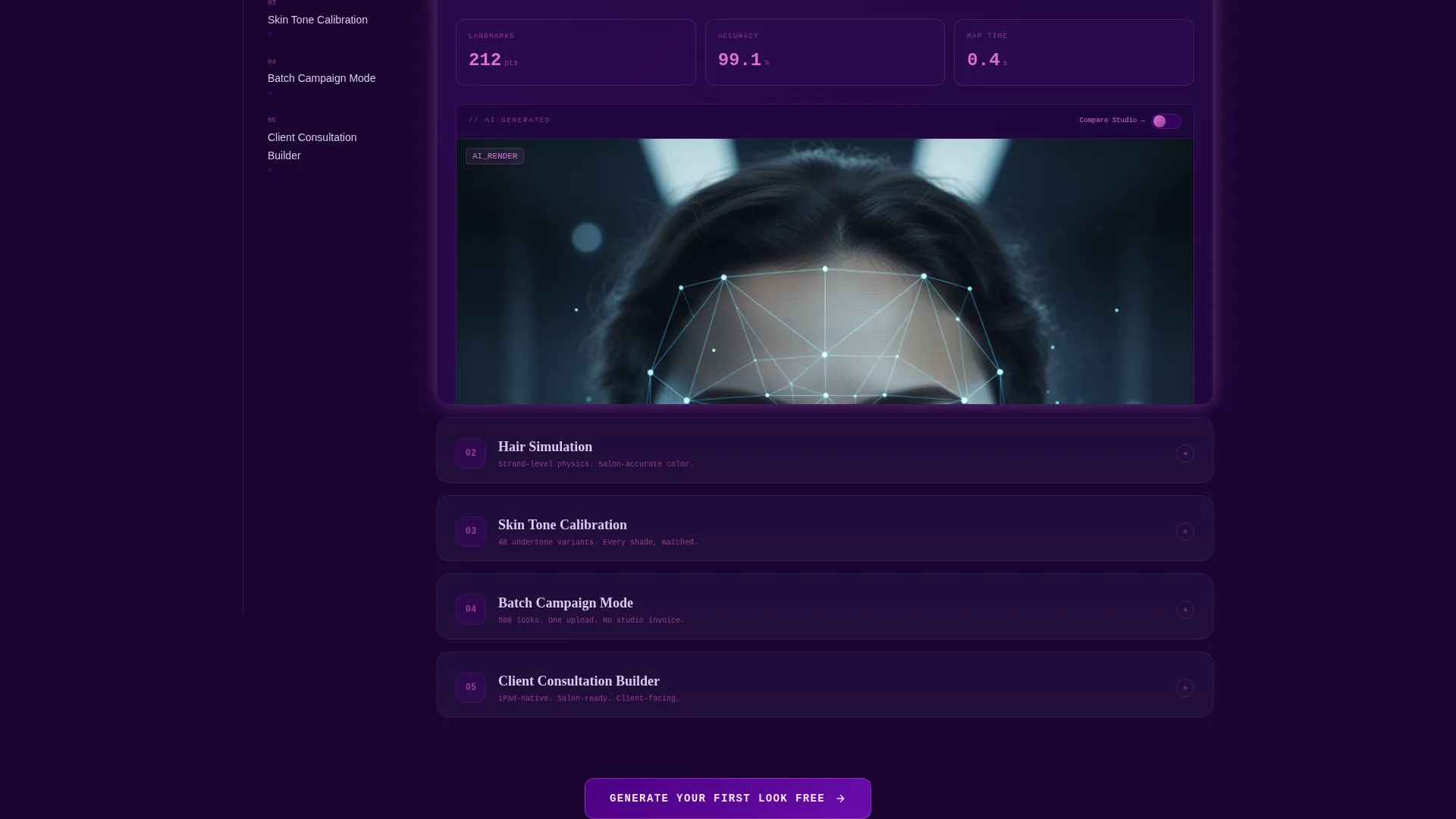 Beauty & Salon AI Image Generator Landing Page