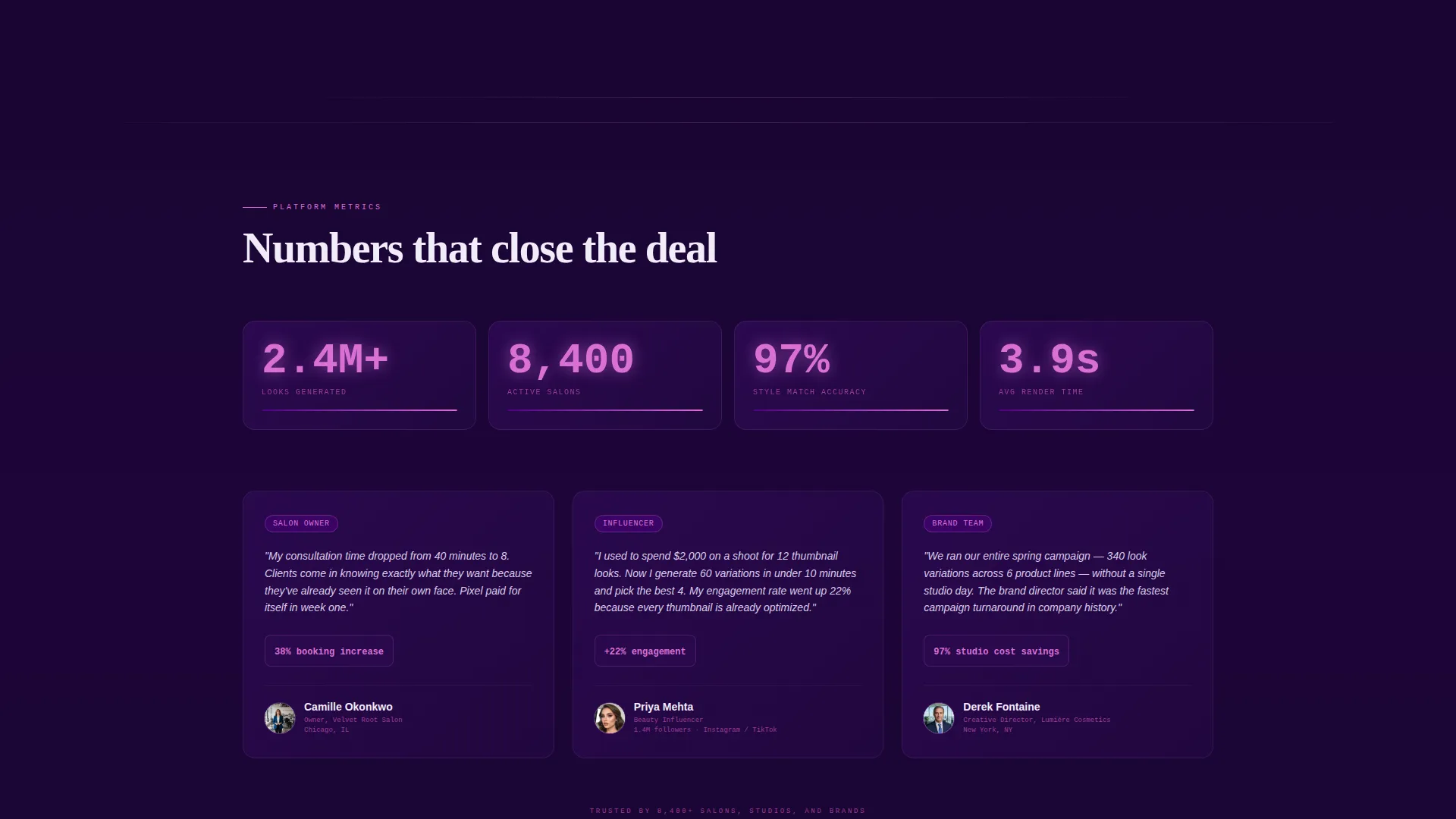 Beauty & Salon AI Image Generator Landing Page
