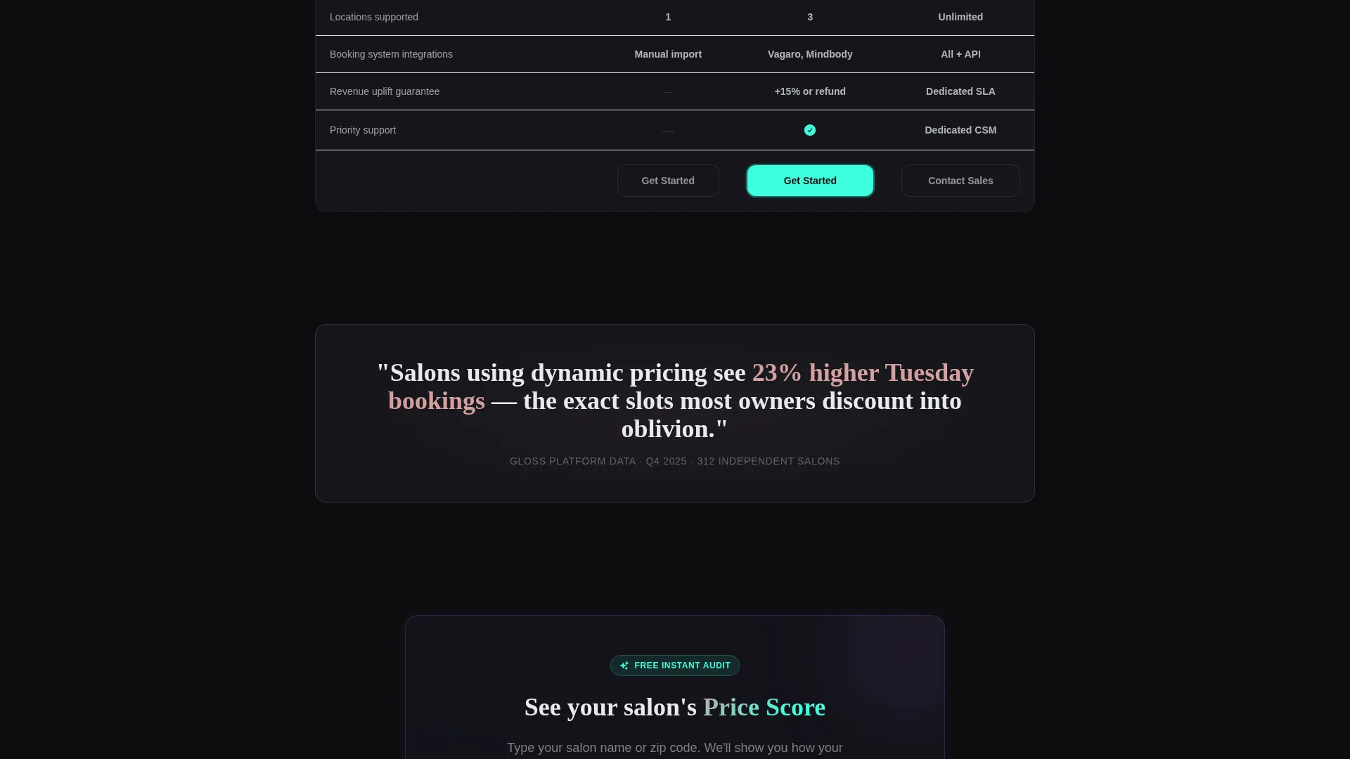 AI Salon Pricing Landing Page Template