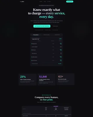 AI Salon Pricing Landing Page Template