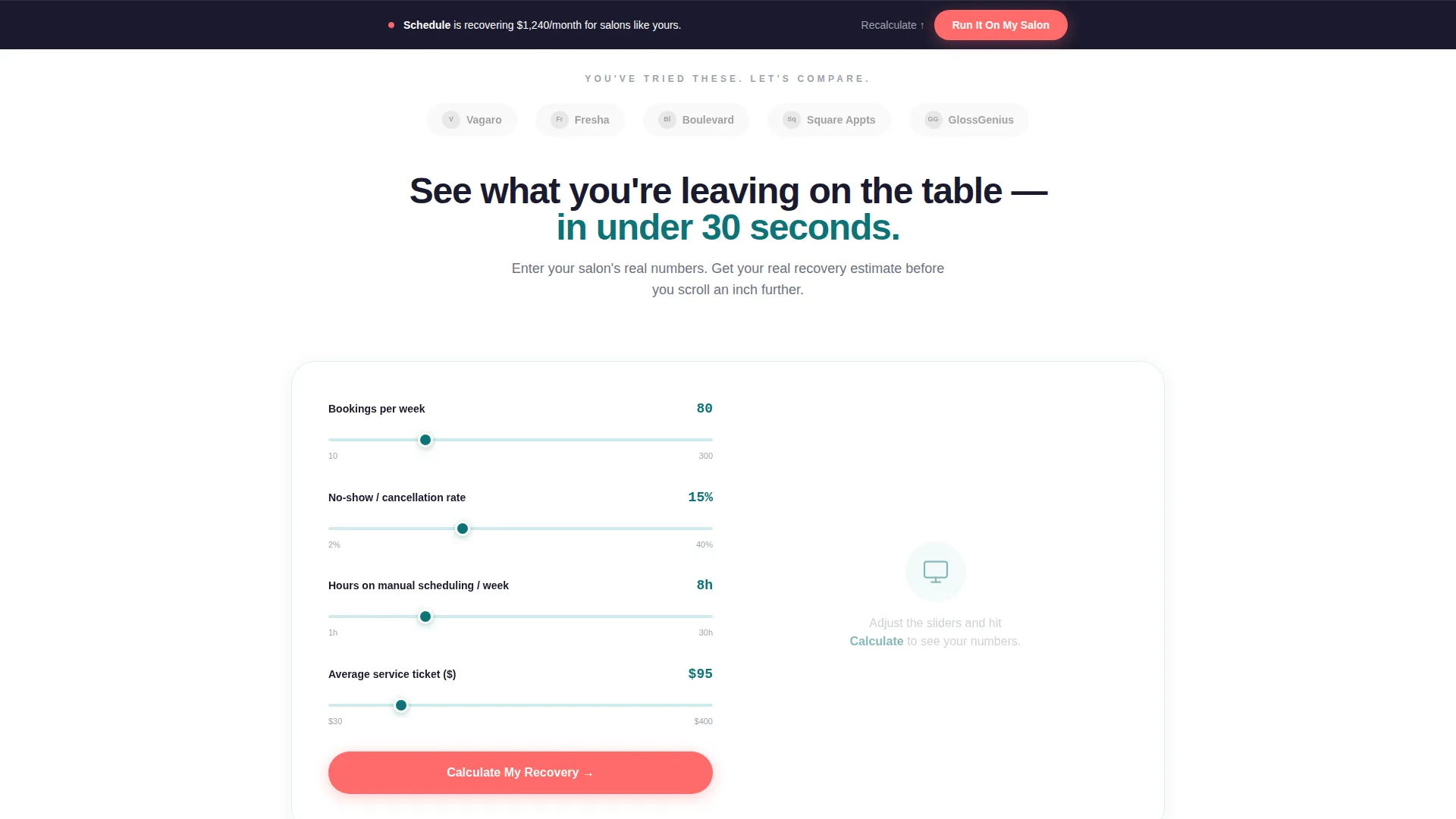 AI Salon Booking Assistant Comparison Landing Page