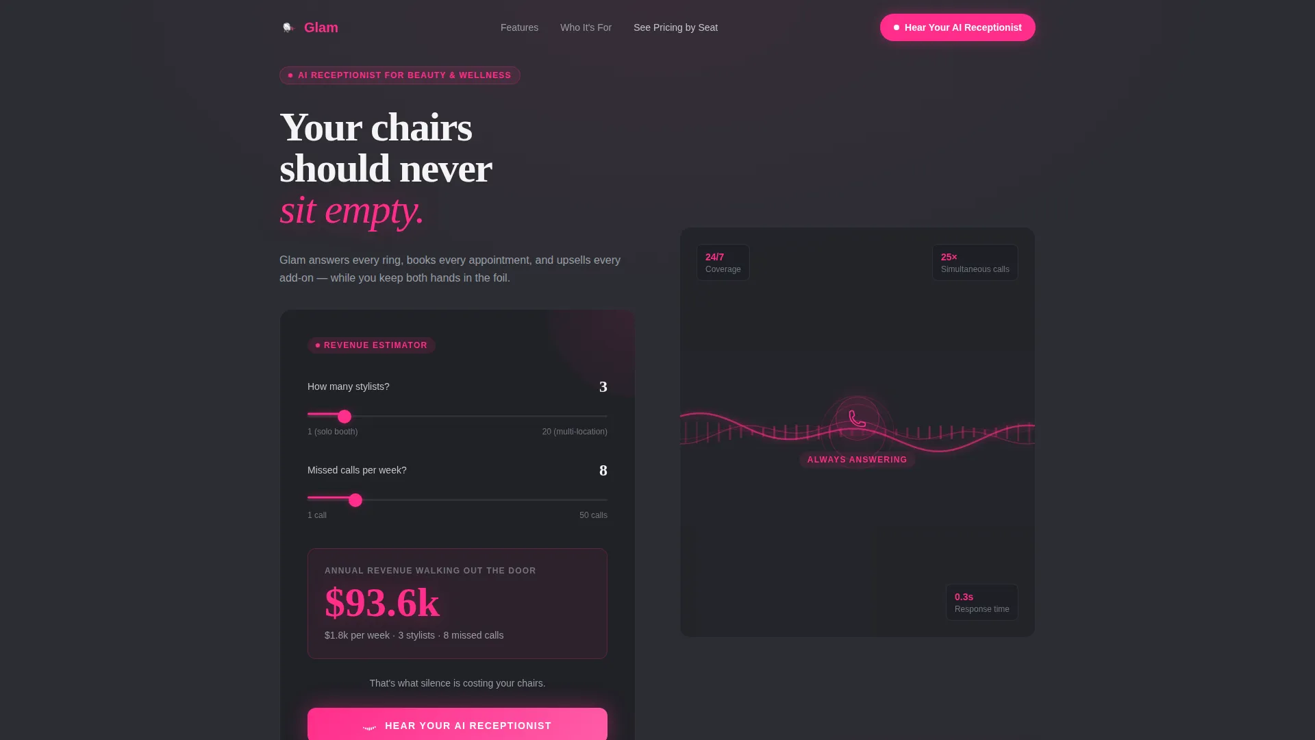 AI Salon Receptionist Landing Page Template