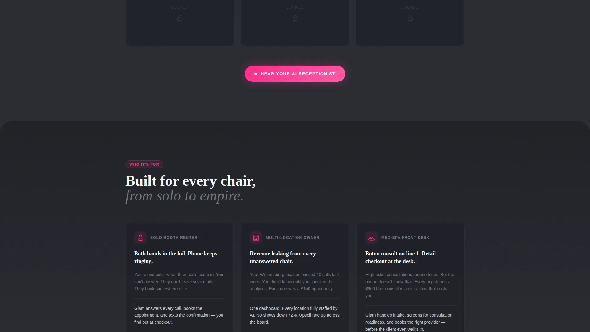 AI Salon Receptionist Landing Page Template