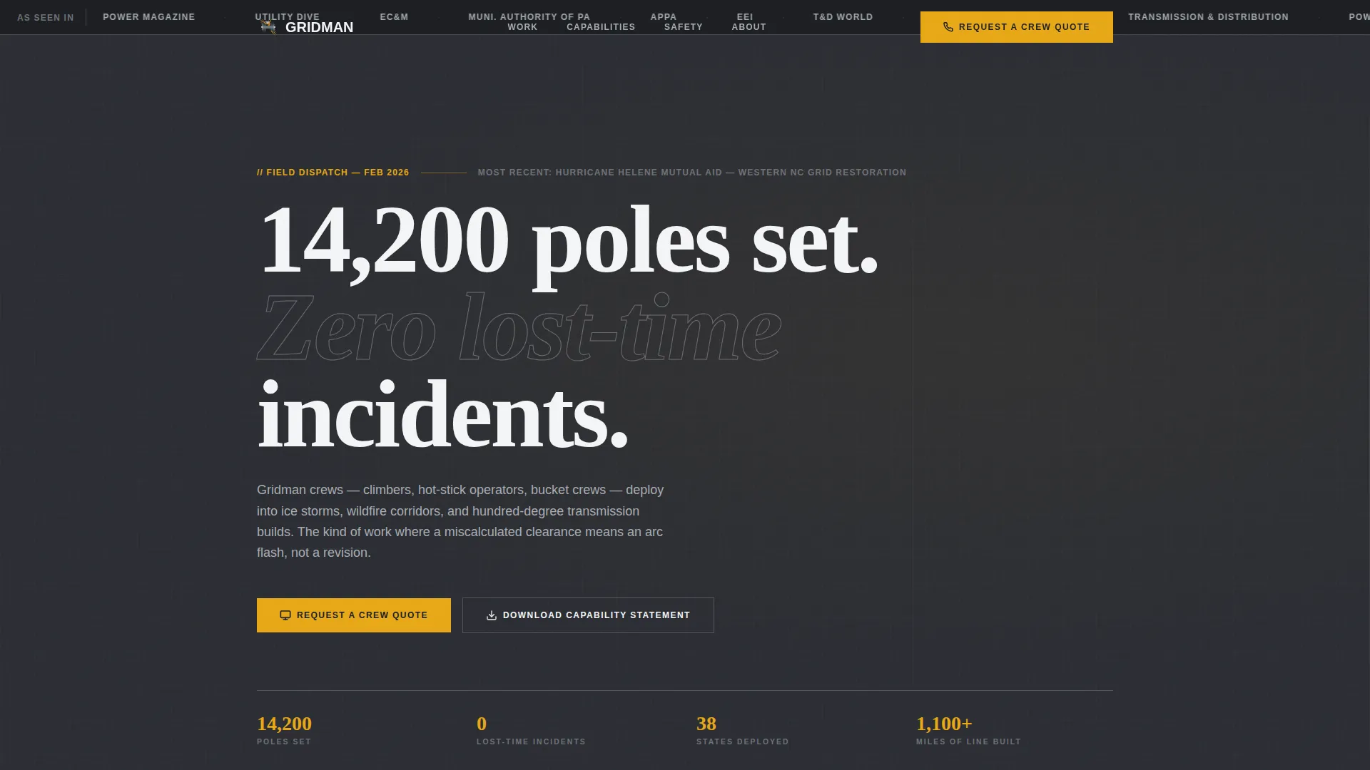 Lineworker (Power Line) Business Portfolio Website Template