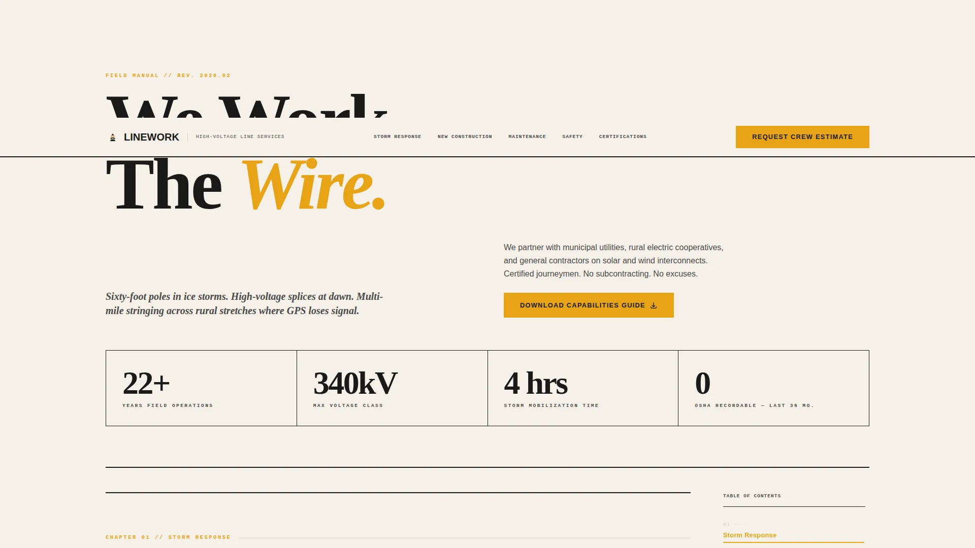 Lineworker (Power Line) Business Professional Website Template