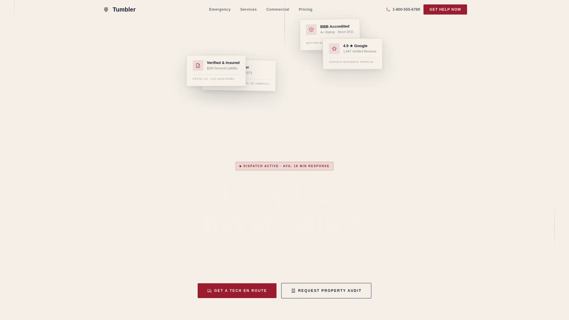 Licensed Emergency Locksmith Landing Page Template