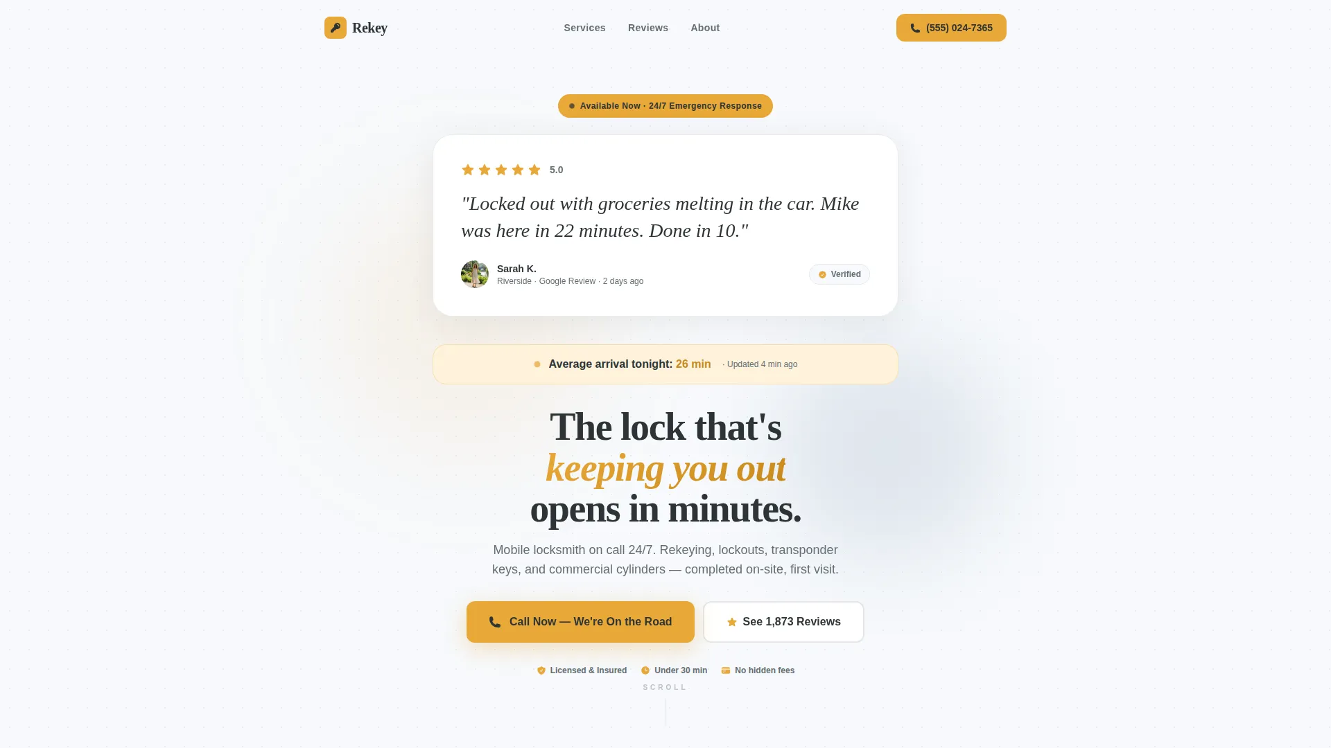 Locksmith Marketing Reviews Website Template