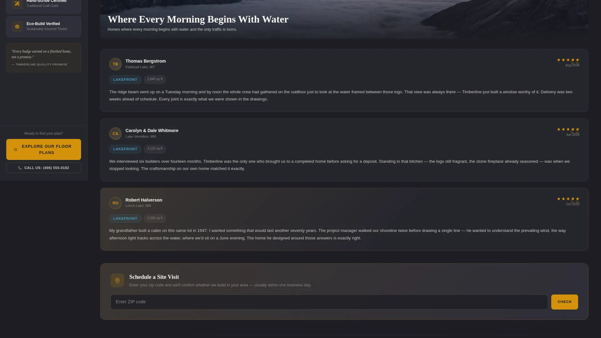Log Home Builder Business Reviews Website Template