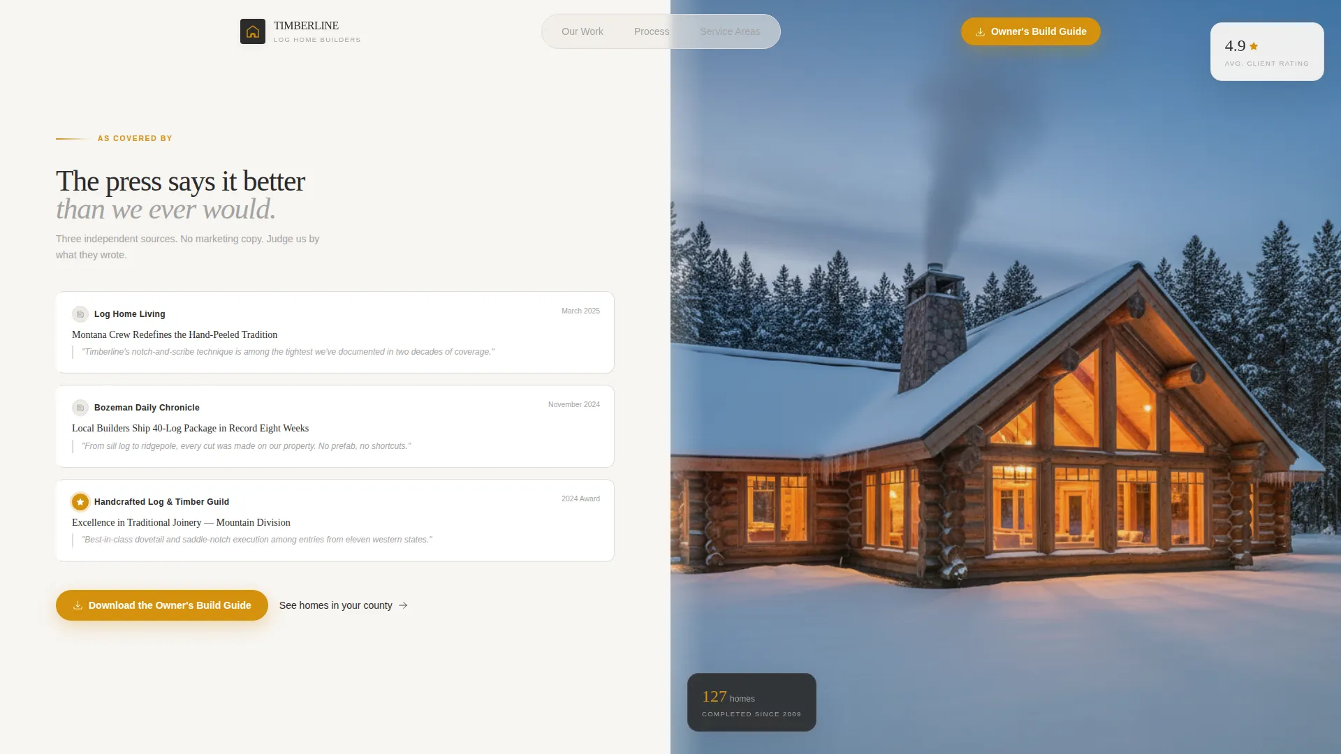 Log Home Builder Business FAQ Website Template