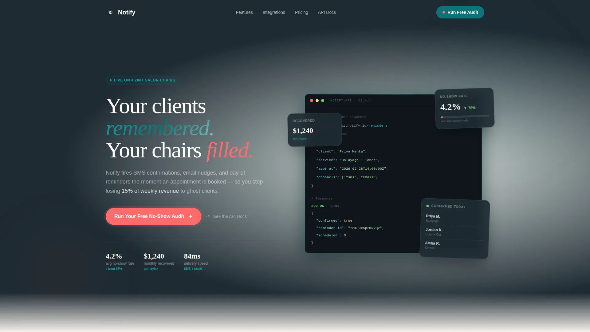 Salon Appointment Reminder Landing Page Template
