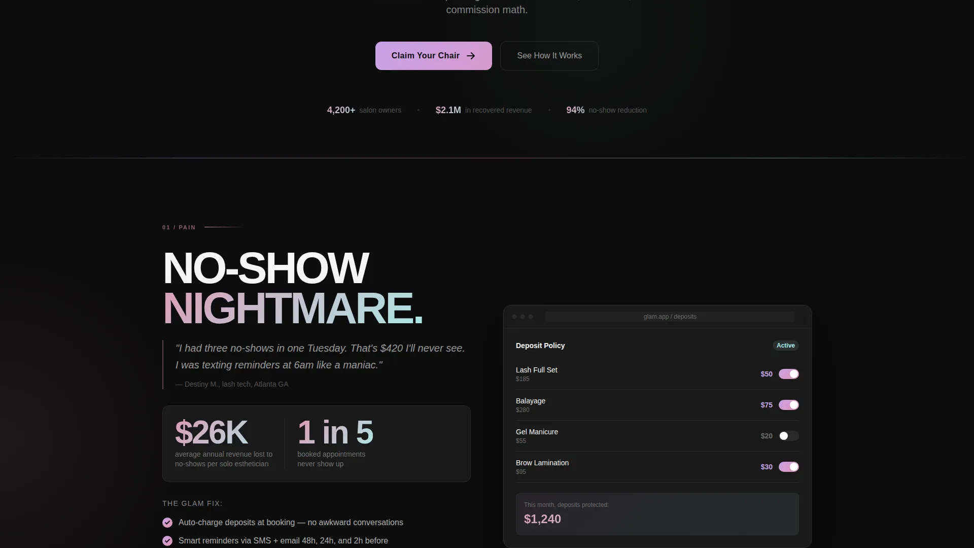 Beauty & Salon Software & SaaS Cost Calculator Website Template