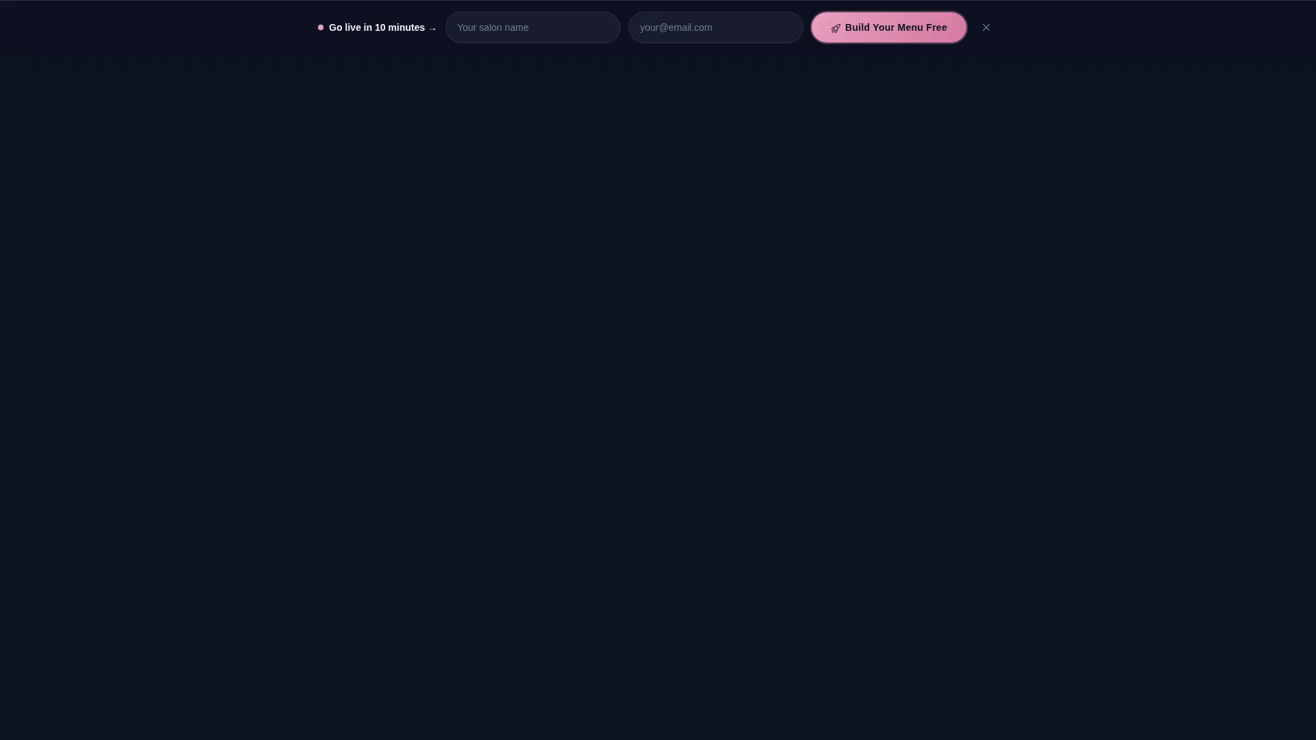 Salon Digital Menu Landing Page Template