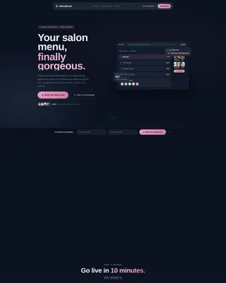 Salon Digital Menu Landing Page Template