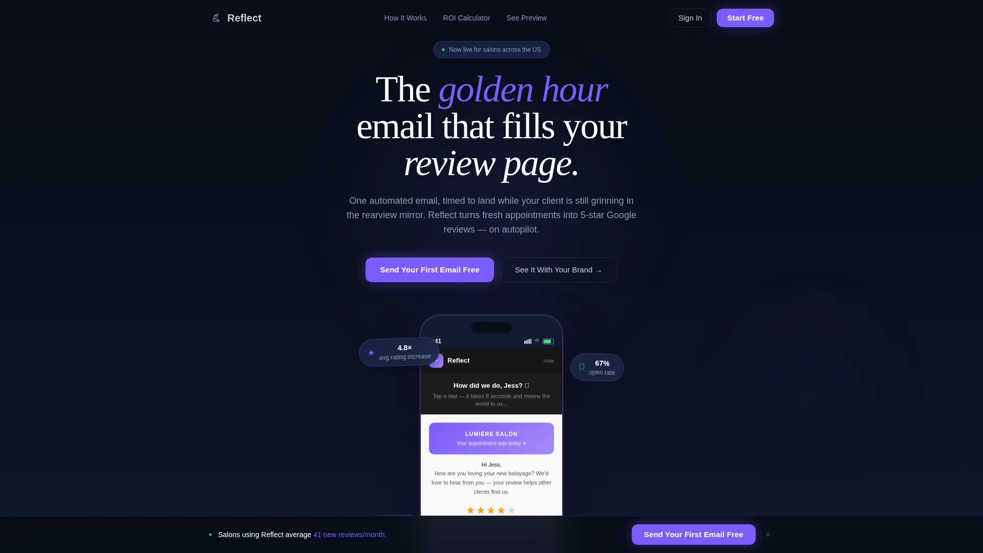 Salon Feedback Request Email Landing Page Template