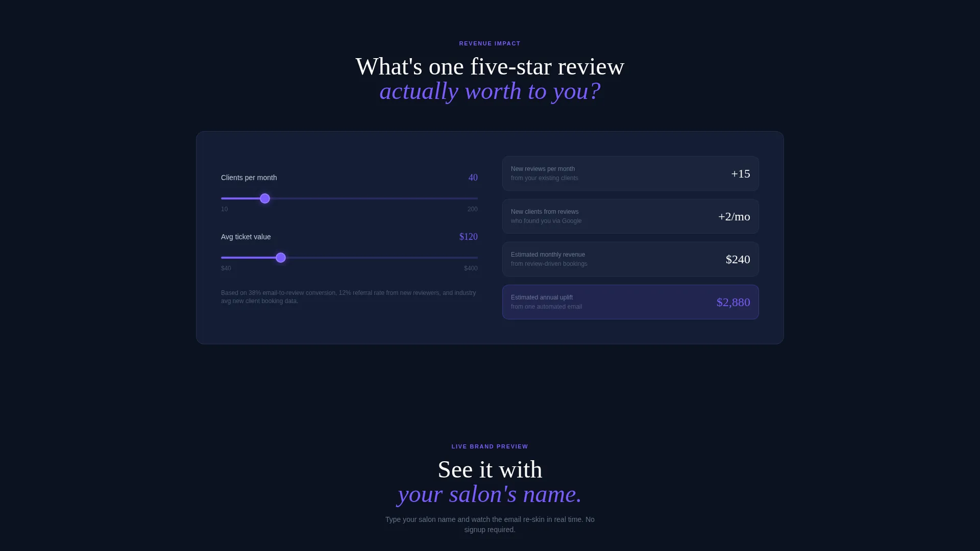 Salon Feedback Request Email Landing Page Template