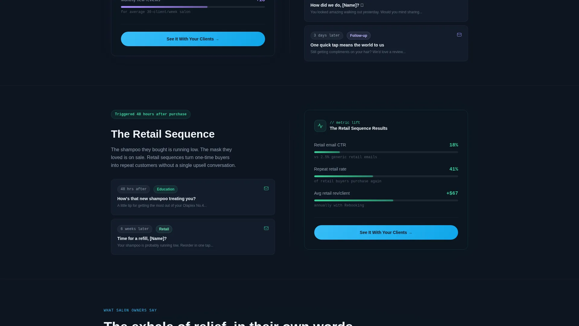 Salon Follow-Up Email Landing Page Template