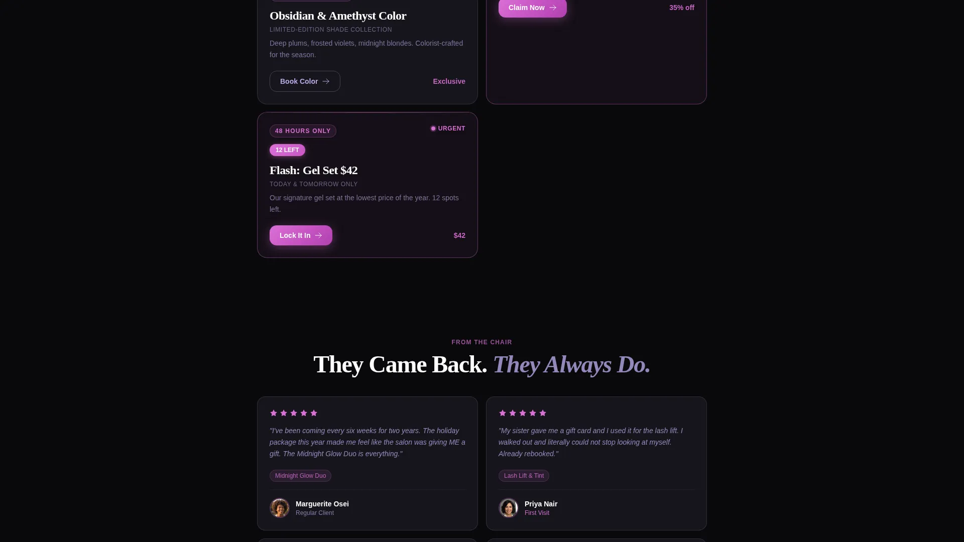 Upscale Salon Landing Page Template