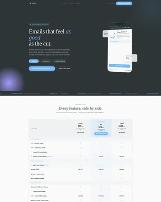 Dynamic Salon Milestone Email Comparison Landing Page