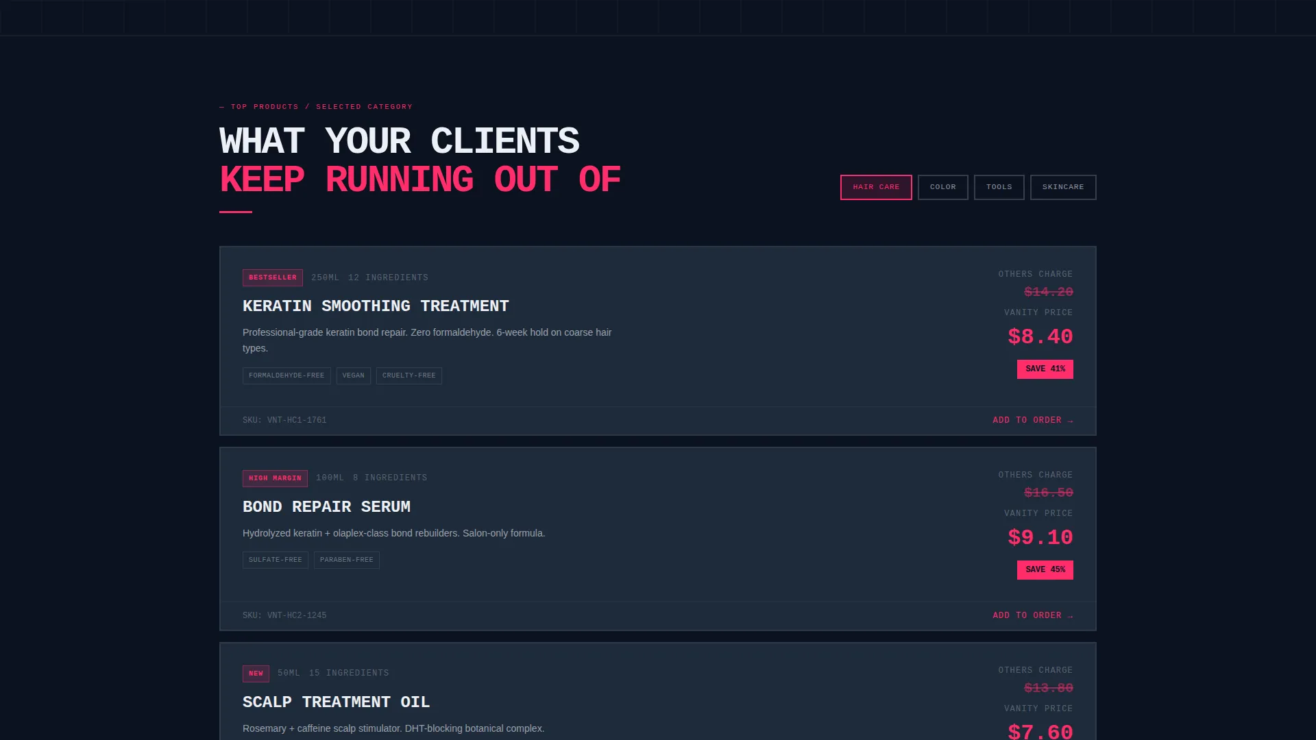 Brutalist Beauty Supply Landing Page Template