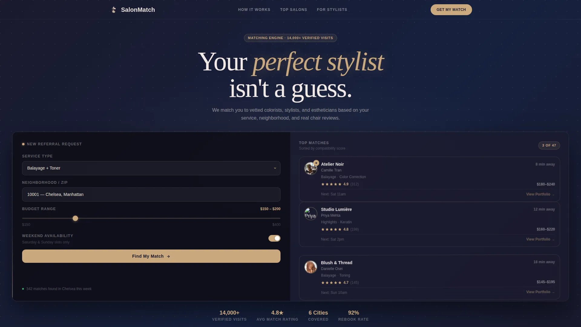 Beauty Referral Matching Landing Page Template