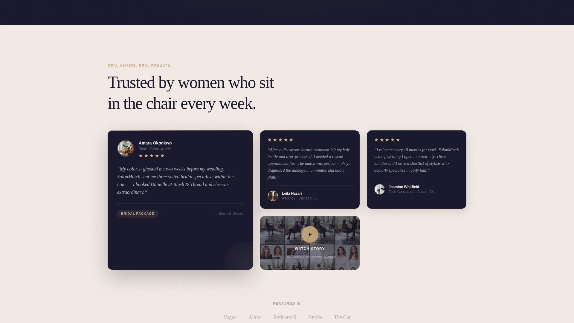 Beauty Referral Matching Landing Page Template