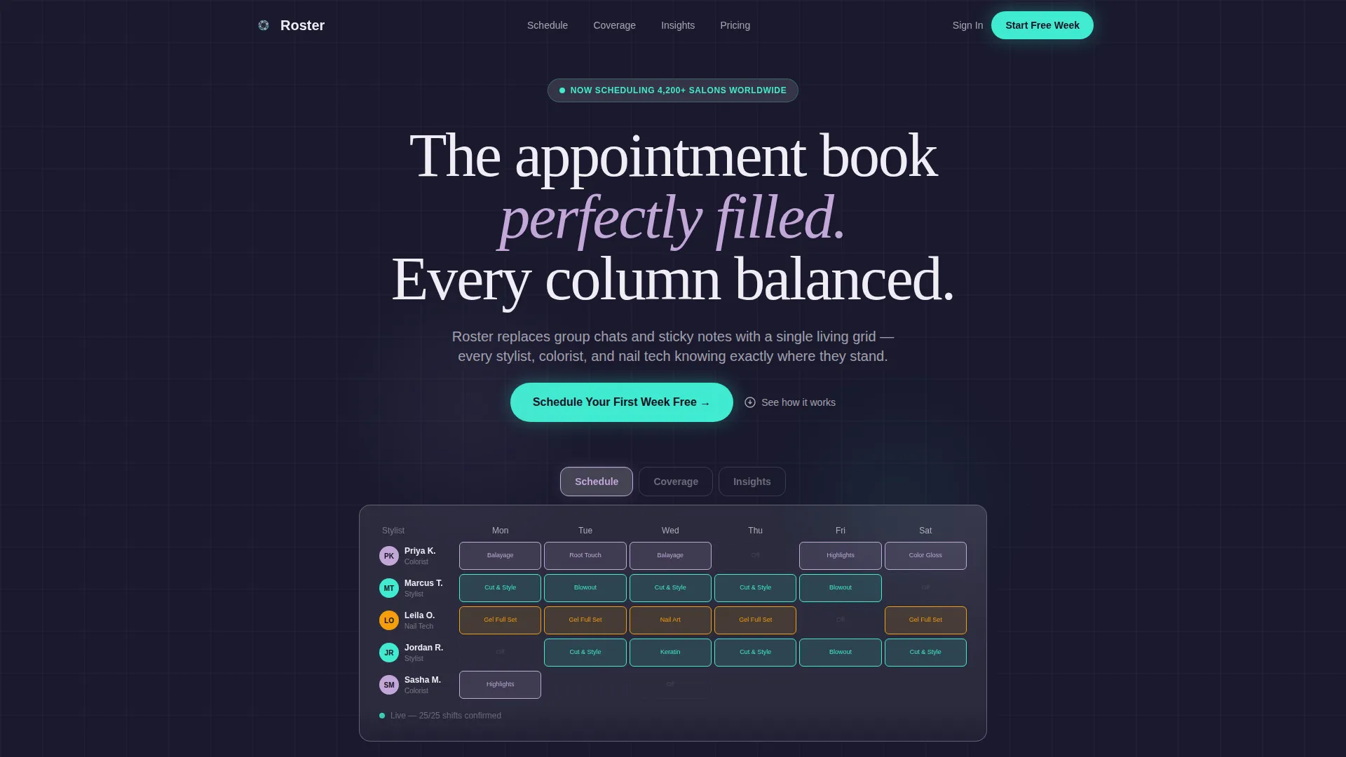 Salon Staff Scheduling Landing Page Template