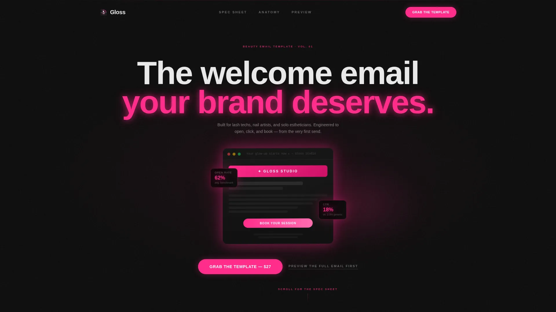 Beauty Welcome Email Landing Page Template