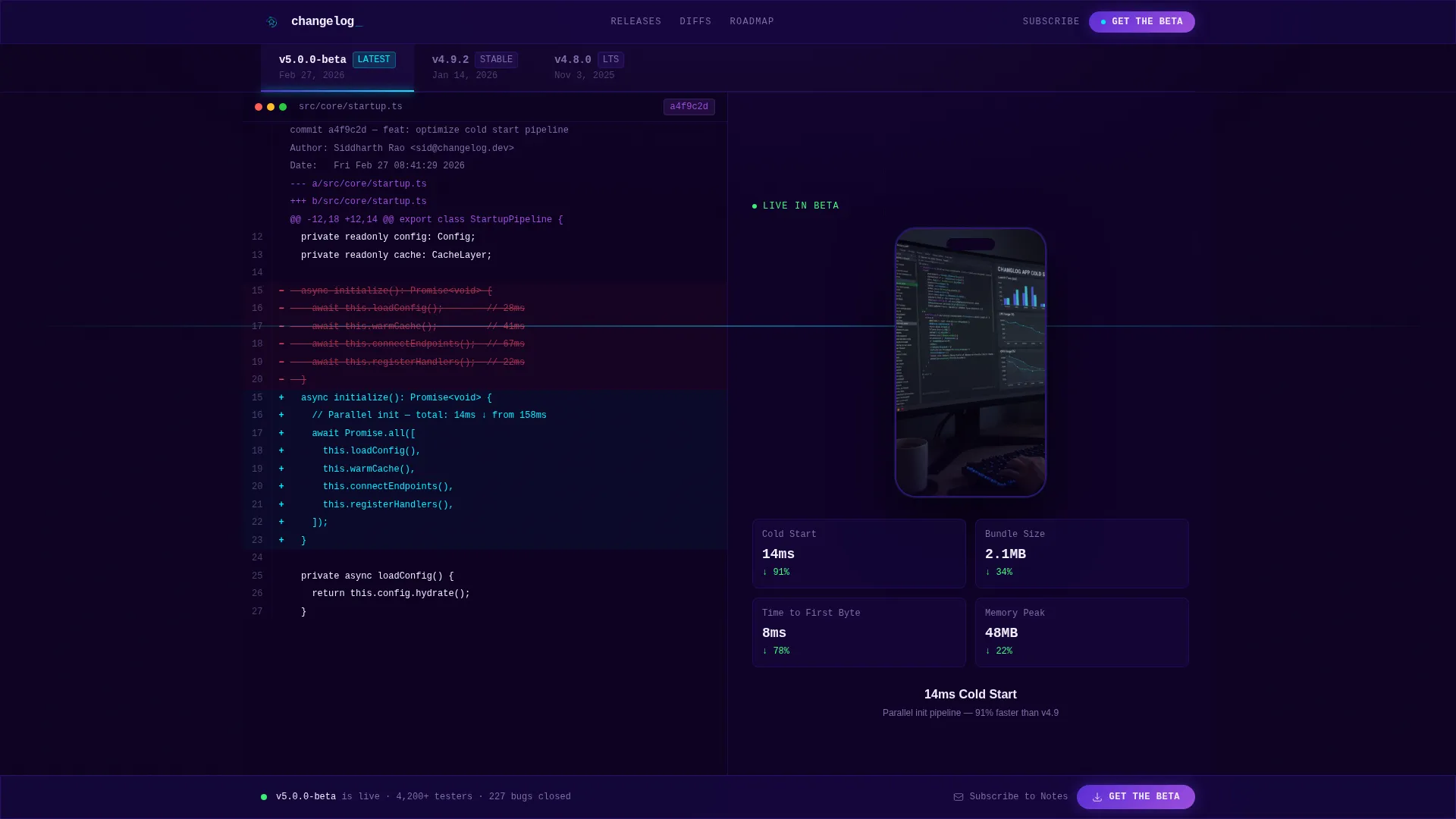 Beta Release Notes Landing Page Template