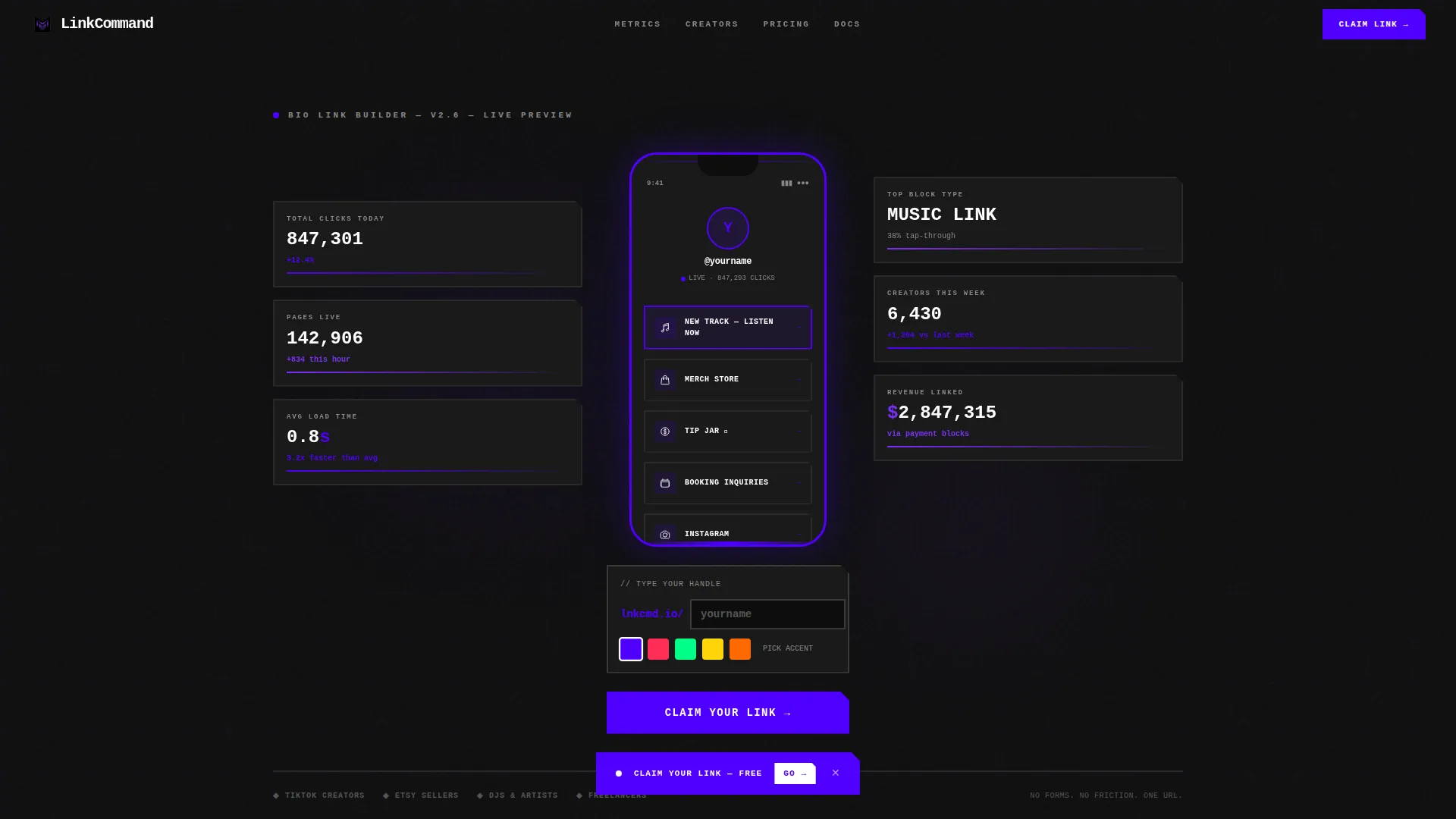 Brutalist Bio Link Landing Page Template