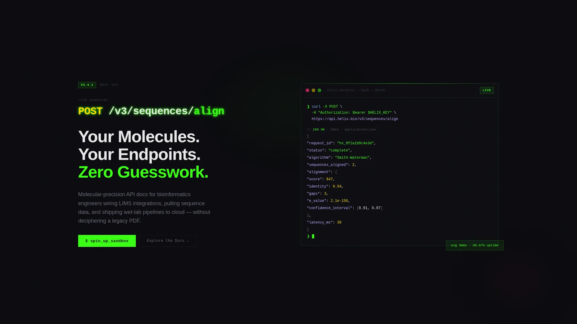 Biotech API Documentation Landing Page Template
