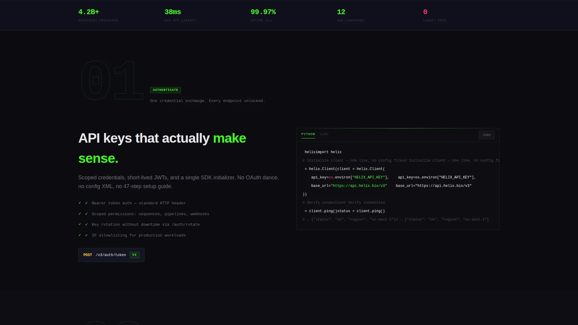 Biotech API Documentation Landing Page Template