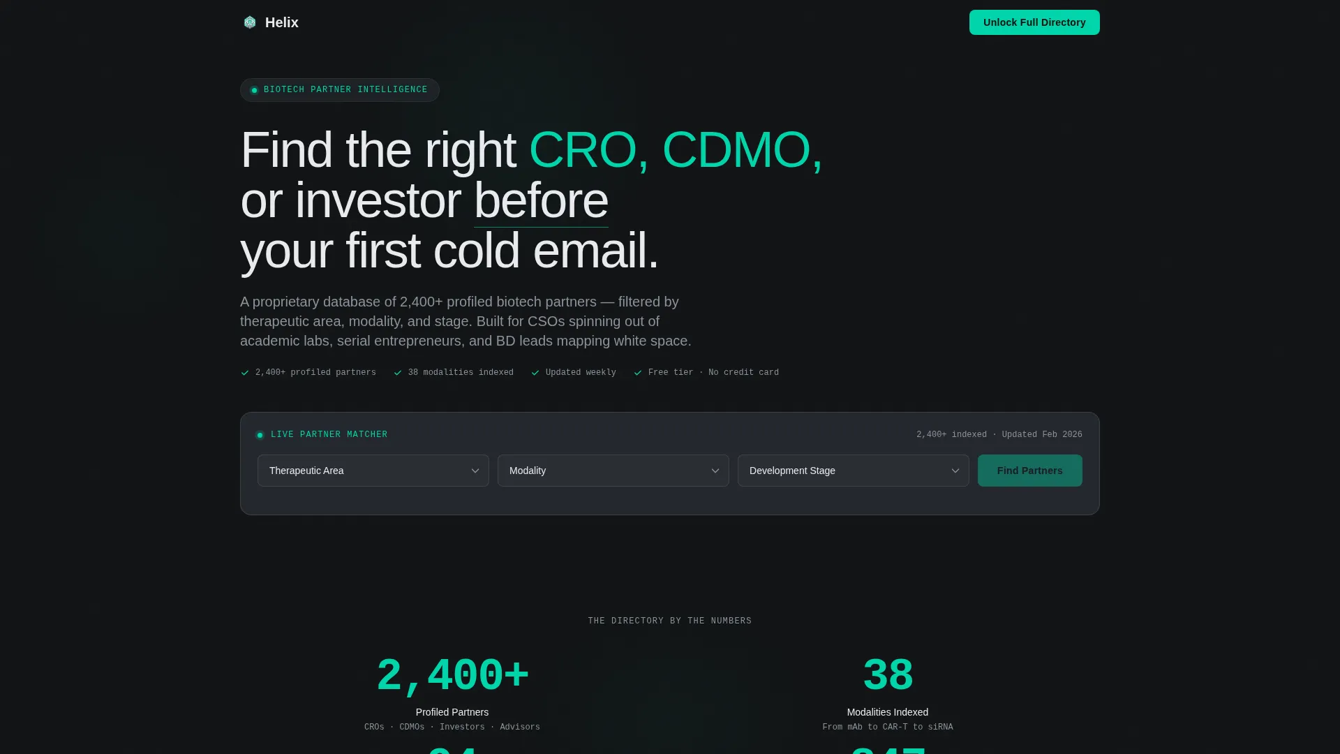 Biotech Partner Directory Landing Page Template