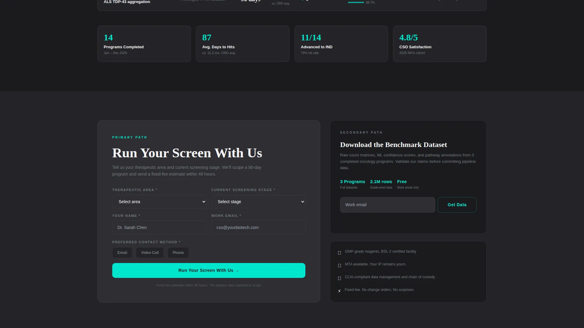 Rapid Biotech Landing Page Template for Series A Startups