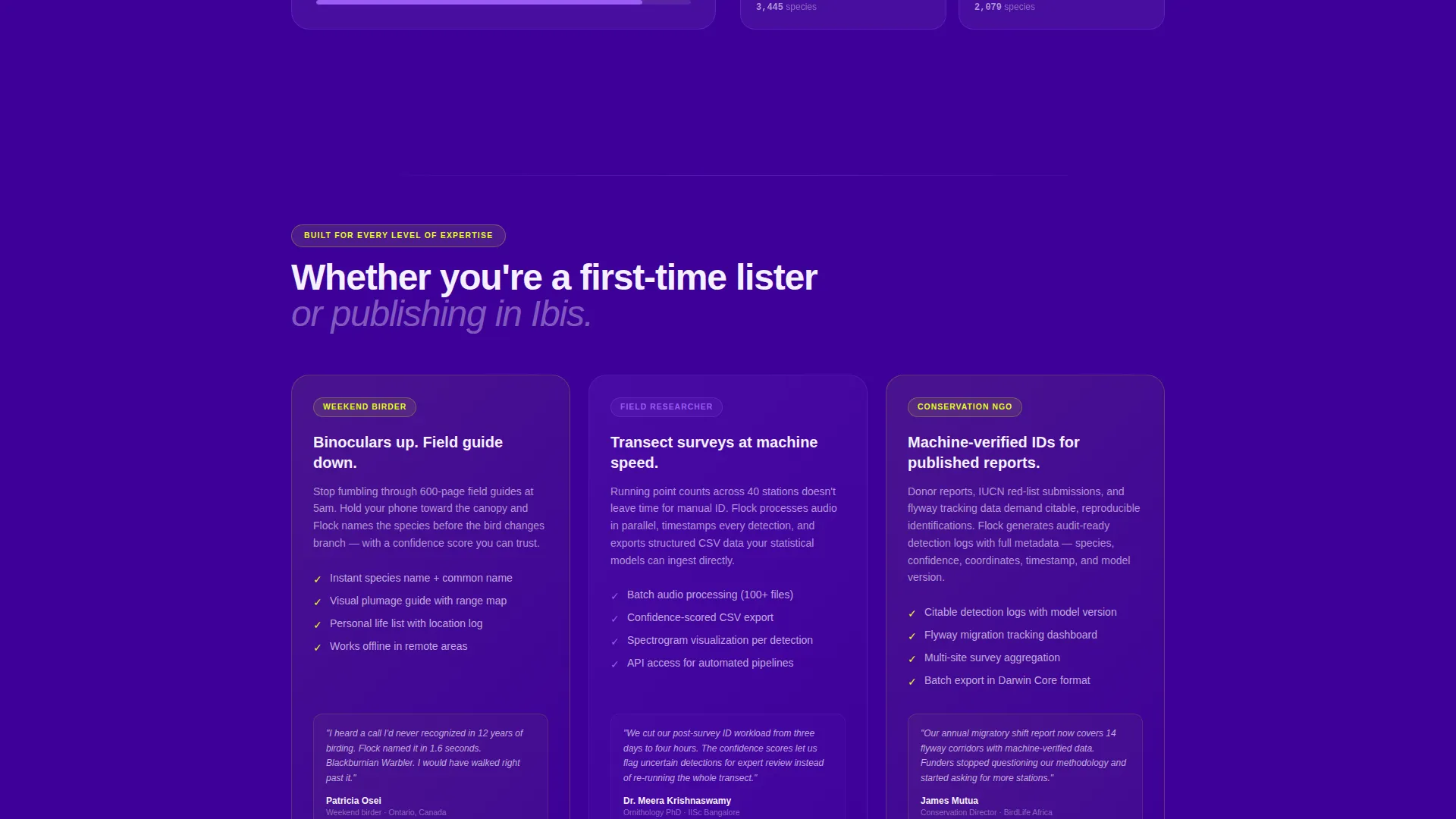 Bird ID App Landing Page Template | Electric Indigo