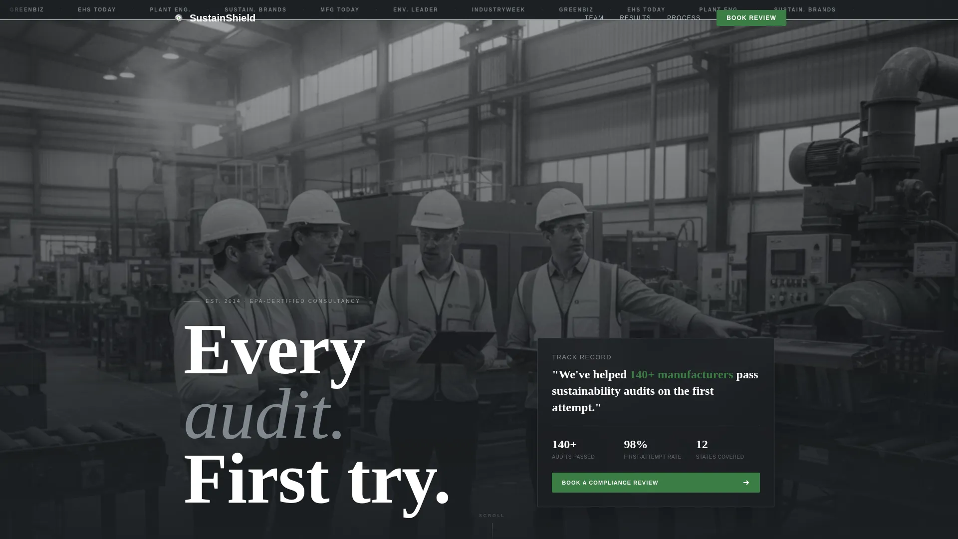Manufacturing Consulting Booking Website Template