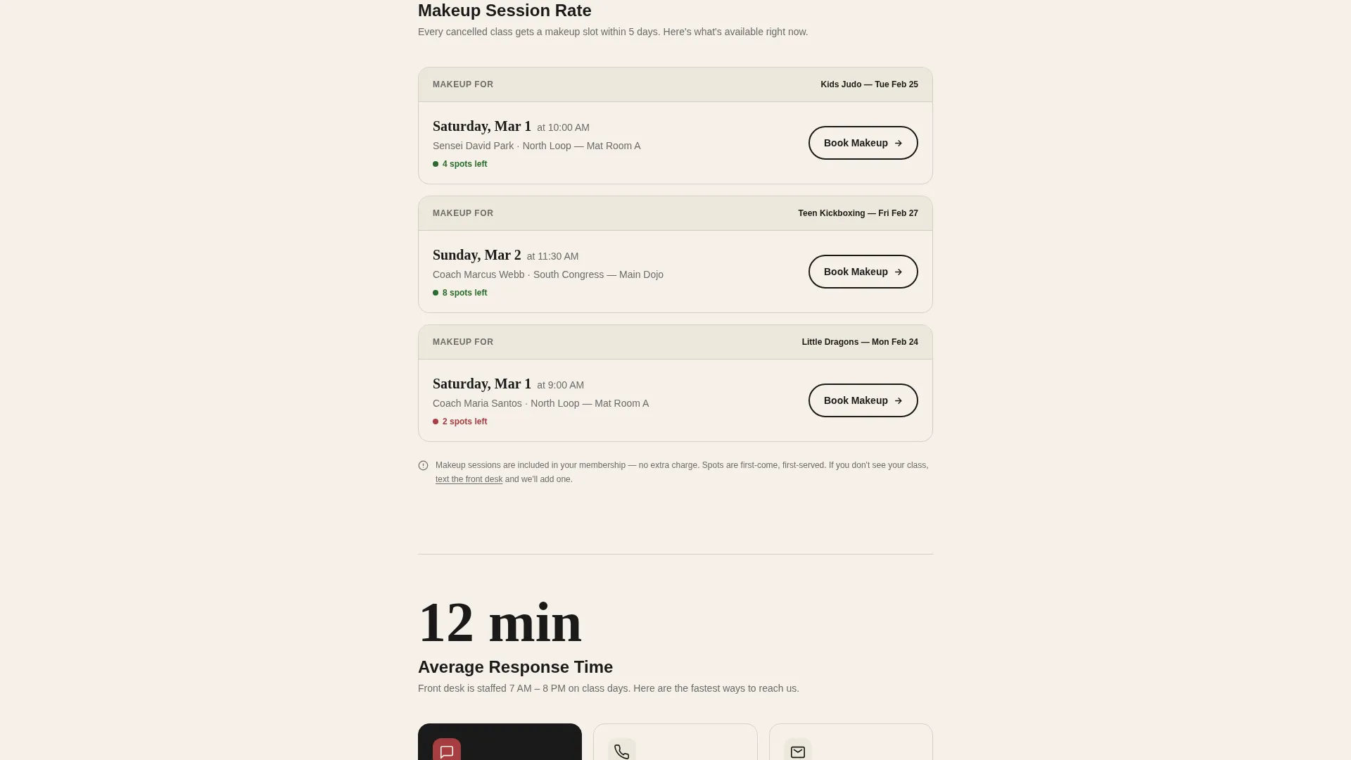 Martial Arts School Marketing Specialist Booking Website Template