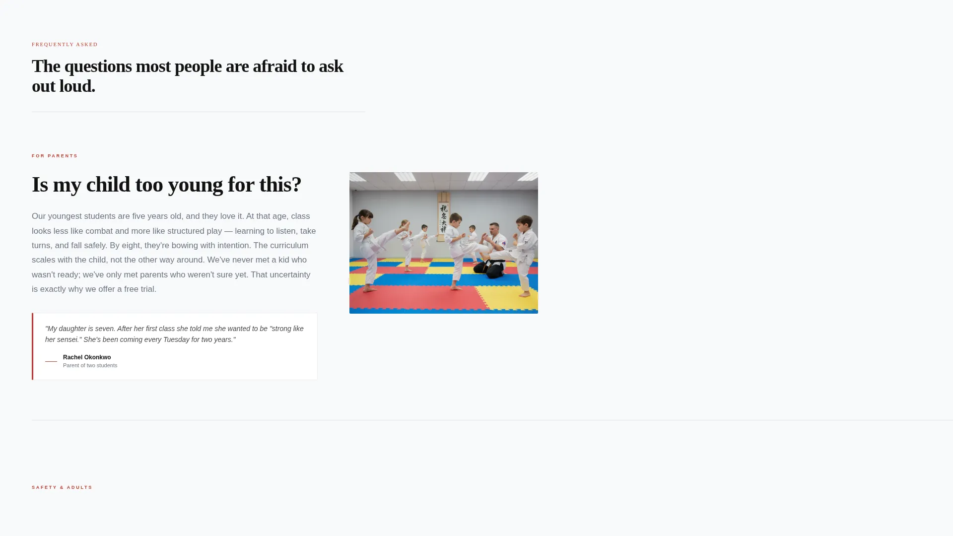 Martial Arts School Marketing Advanced Booking Website Template