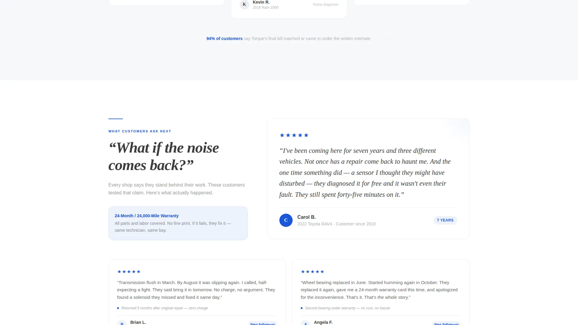 Mechanic Reviews & Testimonials Landing Page Template