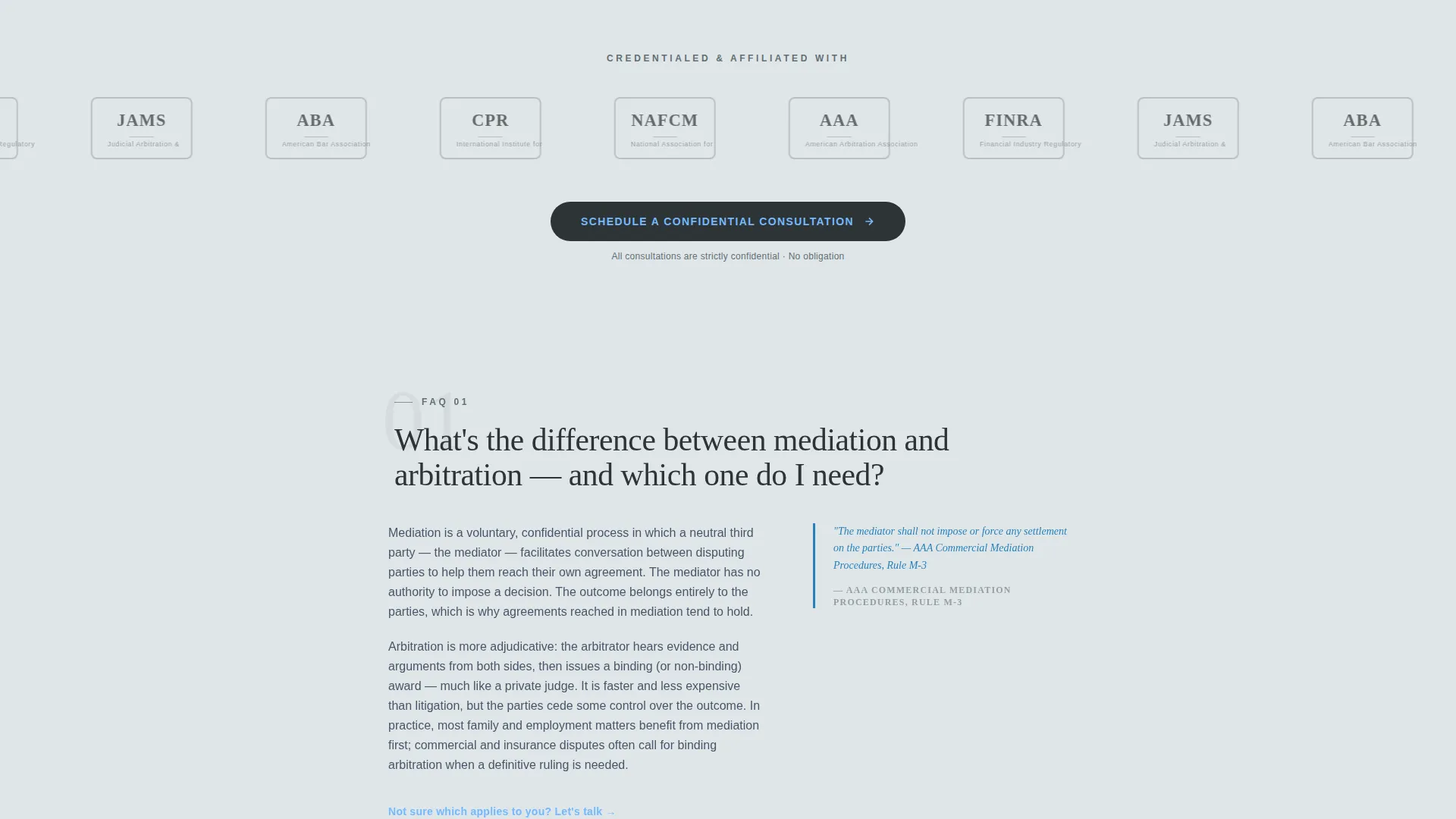 Mediator & Arbitrator FAQ Website Template
