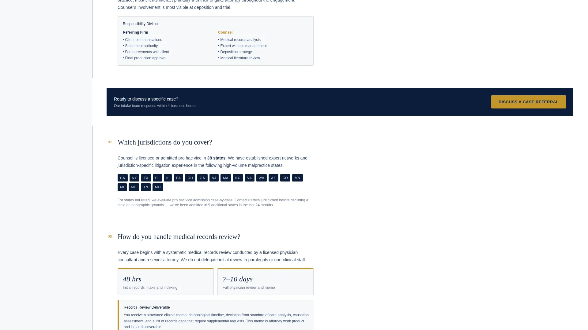Specialist Law Firm & Attorney FAQ & Common Questions Website Template