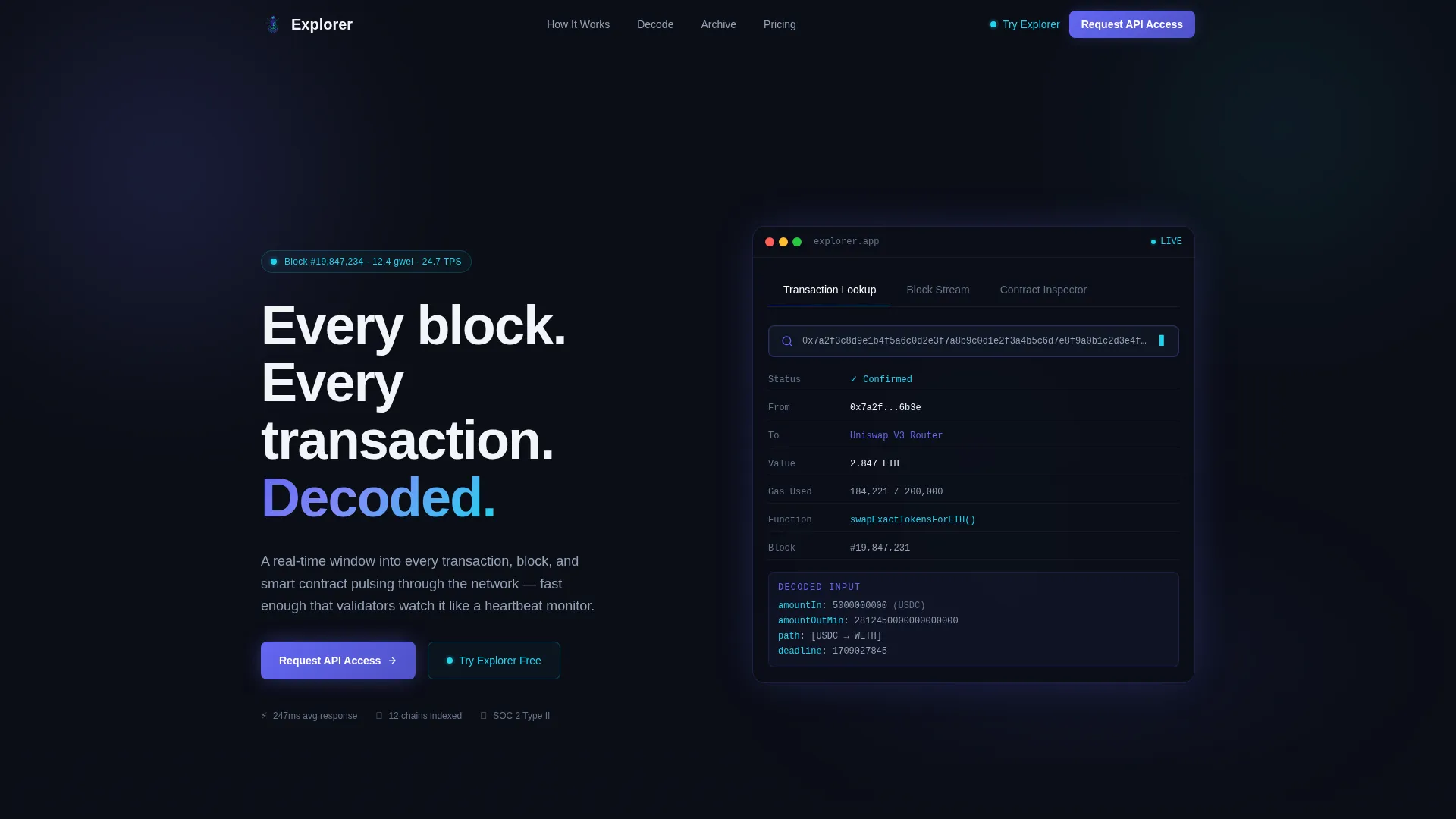 Blockchain Explorer Landing Page Template