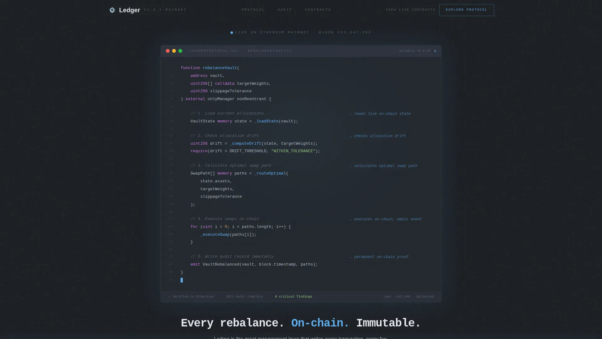 Transparent Blockchain Asset Management Landing Page