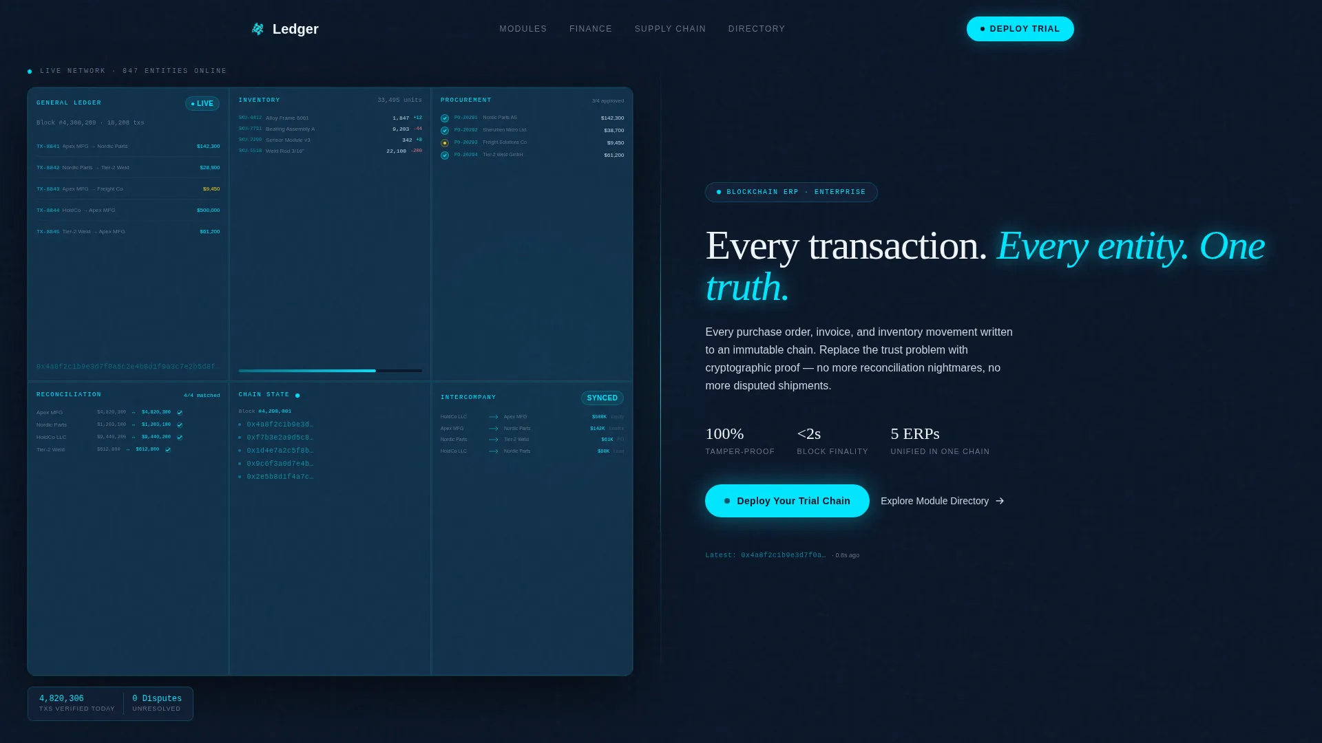 Blockchain ERP Landing Page Template