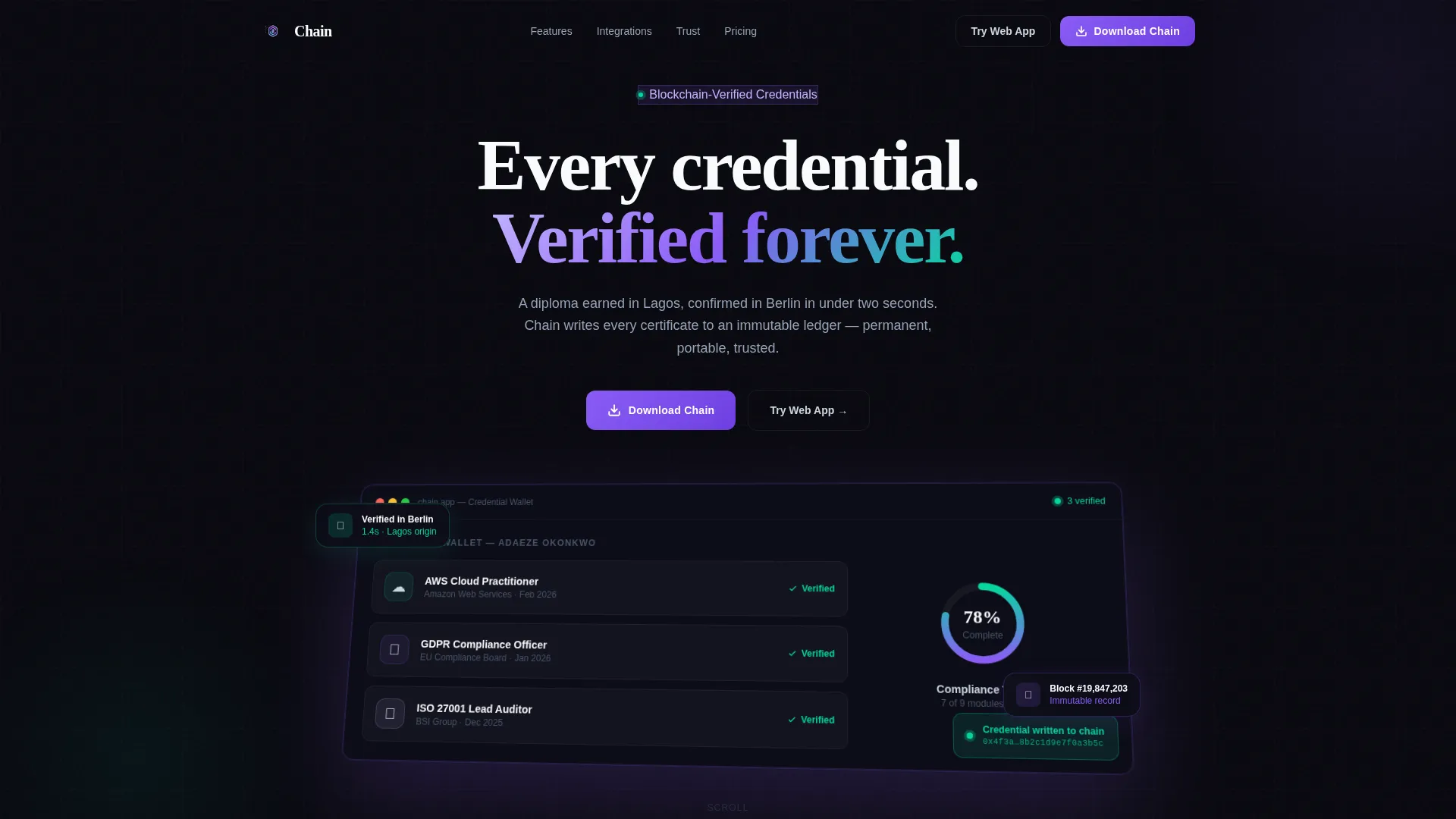 Blockchain-Based LMS App Download Landing Page